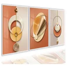 Kit 3 Quadros Decorativos Vinílicos Abstrato Padrão De Art Mosaico Para Sala Quarto Escritório Hall