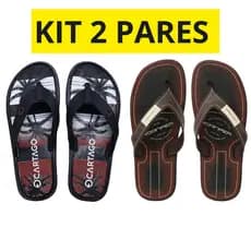 Kit 2 Sandália Chinelo Masculino Borracha Confortável Antiderrapante Resistente Leve