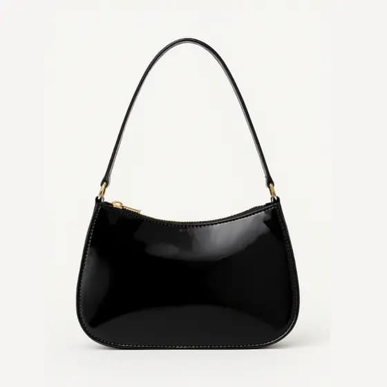 Bolsa de Ombro Feminina Baguete Brilhante Couro Casual Elegante Promoção