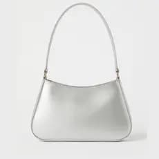 Bolsa de Ombro Feminina Baguete Metalizada Prata Dourado Couro Casual Elegante Promoção