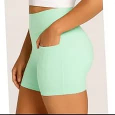 Shorts feminino academia liso no Suplex Bermudinha malhar cintura alta Bolso Lateral Fitness Treino