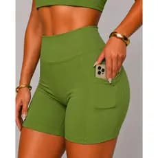 Short Academia Feminino Poliamida Premium Com Bolso Zero Transparência Bermuda Legging  Academia Treino.shorts promocao