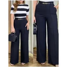 Calça Feminina Pantalona Alfaiataria Premium Wide Leg-Tendência  Promoçao