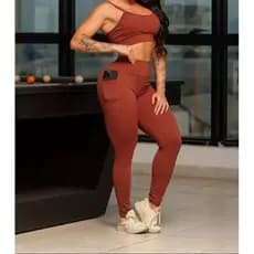 Calça Legging poliamida Premium Com bolso lateral Tecido  Grosso Para Academia Cós Alto  Academia Calça feminina Fitness