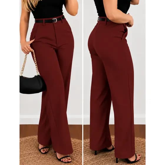 Calça Feminina Social Pantalona Alfaiataria Premium Wide Leg Tendencia Elegante