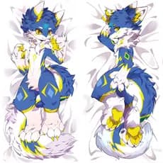 Dakimakura Waifu Peludo Gato Azul Fronha 2 Lados Impressão Anime Decoração Capa De Almofada