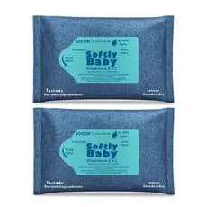 200Un Lenço Umedecido Baby Softly – com Vitaminas A, E, C, Aloe Vera e Camomila (2 pacotes )