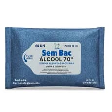 64Un Lenço Umedecido - SEMBAC - Higienização Prática e Eficiente para Mãos e Superfícies