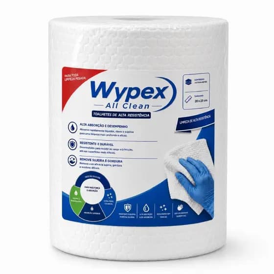 300Un Pano Reutilizável Multiuso Resistente Wypex - 20x23cm Branco