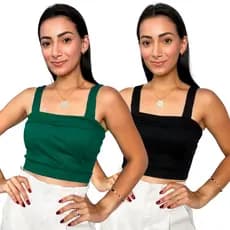 Kit 2 Cropped Feminino Canelado Regatinha Lisa Básica