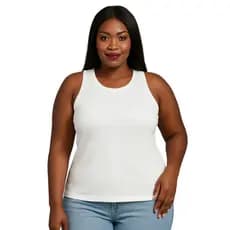 Regata Feminina Plus Size Canelada Gola Redonda Lisa Blusinha Básica