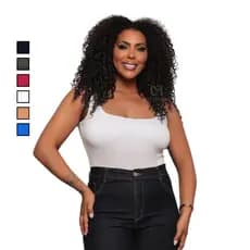 Body Feminino Plus Size Suplex Forro Duplo Decote Quadrado Refrescante