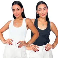 Kit 2 Regatas Feminina Canelada Básica Blusinha Lisa Feminina