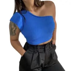 Cropped Feminino Canelado Mula Manca Com Babado Bojo Moda Feminina