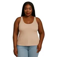 Regata Feminina Plus Size Canelada Básica
