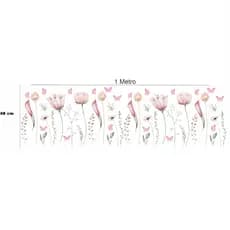 Adesivo Decorativo de Parede Recorte Flores Suspensas Jardim Rosa Roxo 1,00 metro