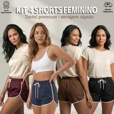 Kit 4 Short Feminino Tactel Verão Praia Academia Casual Soltinho Leve Envio Rápido