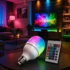 Lâmpada Led Rgb 15w Bivolt E27 Com Controle Remoto 127/220v Rgb LK-RGB-Y015W