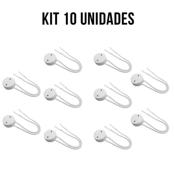 KIT 10 Soquetes Rabicho Lâmpada T8 LED Fluorescente Tubular
