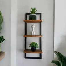 Nicho Retangular Decoração Sala, Banheiro, Quarto e Cozinha em metal e prateleiras pinus