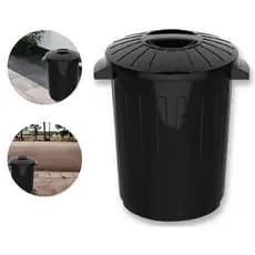 Lixeira 30 Litros com Tampa Alça Grande Balde Lixão Cozinha Trabalho Preto Plástico Resistente