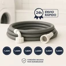 Mangueira de Entrada Máquina Lavar 1,20/1,40/1,80/2,00/3,00 e 5 metros Universal Reforçada Anti Vazamento Lavadora