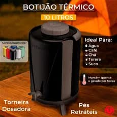 Botijão Térmico 🔥10 Litros Galão com Torneira e Pezinho Ideal para Café Chá Suco e Água Unitermi ☕