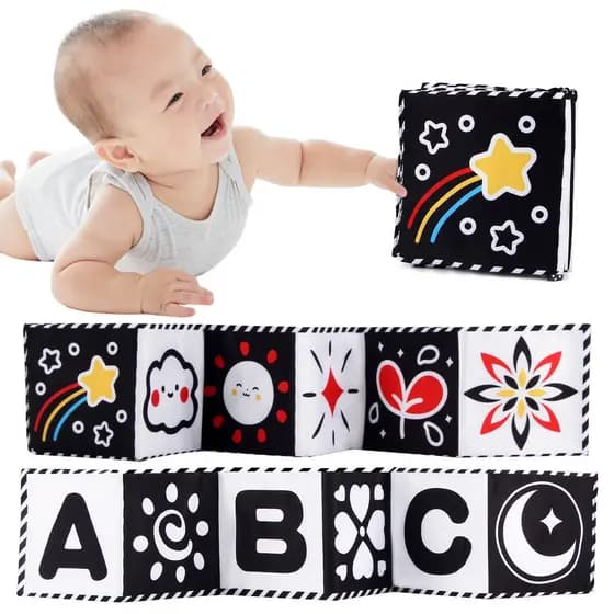 Bebê Pano Macio Livro De Alto Contraste Preto & Branco Do Sensorial Barriga Tempo Brinquedos Para Crianças Infantis