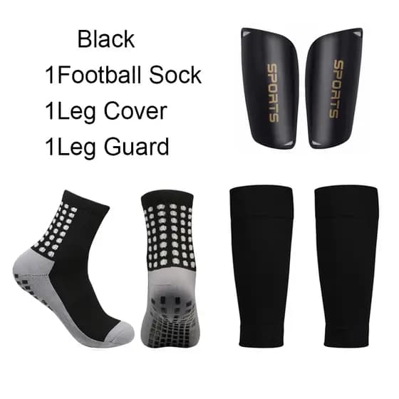Conjunto De Kit De Futebol-Meias Antiderrapantes + Mangas Para Pernas + Caneleiras Crianças E Adultos (Equipamento De 3