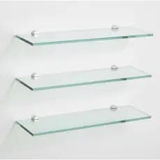 Kit 3 Prateleiras De Vidro Suporte Porta Shampoo Banheiro Organizador De Cozinha Incolor 40cm