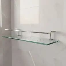 Porta Shampoo Reto Incolor Suporte Banheiro Prateleira Organizador Cozinha 50cm Vidro 6mm