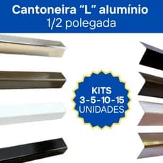 Kit Cantoneira L Alumínio 1/2 12x12mm 1m | 3 5 10 15 Unidades | Várias Cores
