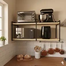 Suporte microondas forno air fryer impressora prateleira de parede nicho multiuso