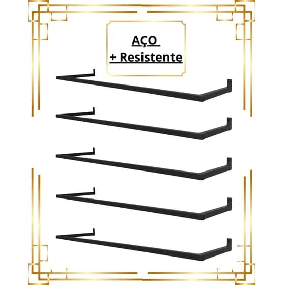 Kit 5 Arara De Parede 100cm 60cm  80cm 120cm Cabideiro Aço Resistente Organizador Roupas Loja Closet