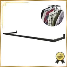 Cabide Arara de Parede 60cm-120cm Organizador de Roupas Closet Cabideiro Loja Multiuso Ferro Metalon