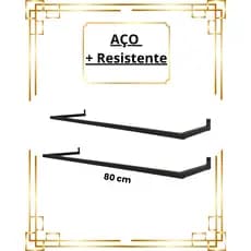 Kit 2 Arara De Parede 80Cm Cabideiro Aço Resistente Organizador de Roupas Loja Closet Quarto