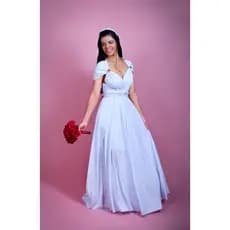Vestido longo de noiva multiforme casamento civil cartório