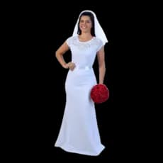 Vestido longo de noiva com manga curta casamento cartório civil