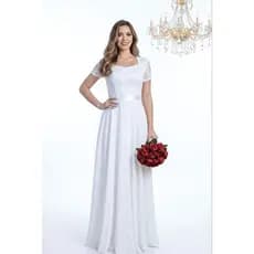 Vestido longo de noiva manga curta