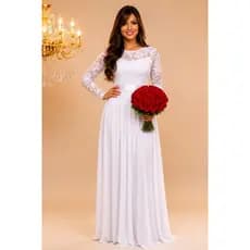 Vestido Longo de Noiva Manga Longa Elegante Casamento
