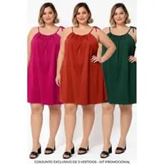 Kit com 3 Vestidos Plus Size vestido soltinho saida de praia