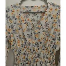 Vestido Com Estampa Botões em Pérolas