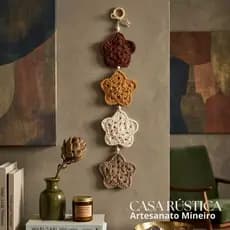 ​Penca De Estrelas Crochê Pendente De Parede Decoração Boho Rústico Enfeite Sala Quarto Infantil