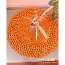 Centro de Mesa Crochê 45cm Redondo Sousplat Grande Artesanal