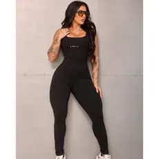 Macacão Longo Fitness Poliamida Grosso Academia Fitness Macacão Zero Transparência Ioga Corrida