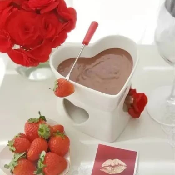 Aparelho Fondue 7 Peças De Cerâmica Coração  320ml