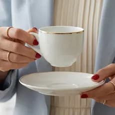 Jogo de 2/4/6 Xicara e pires para Chá cafe Legacy Gold em porcelana 220ml