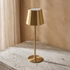 Luminaria De Mesa Sem Fio Abajur Recarregavel USB Metal Dourado Quarto Sala Escritorio Luxo 38cm