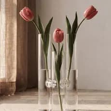 Vaso Decorativo Vidro Borossilicato Luxo 3 Tubos Escultural Minimalista Organico Sala Aparador Mesa