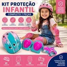 Kit Proteção Infantil Completo Cor Sortida Capacete Joelheira Cotoveleira Munhequeira - Bicicleta Patins Skate Patinete